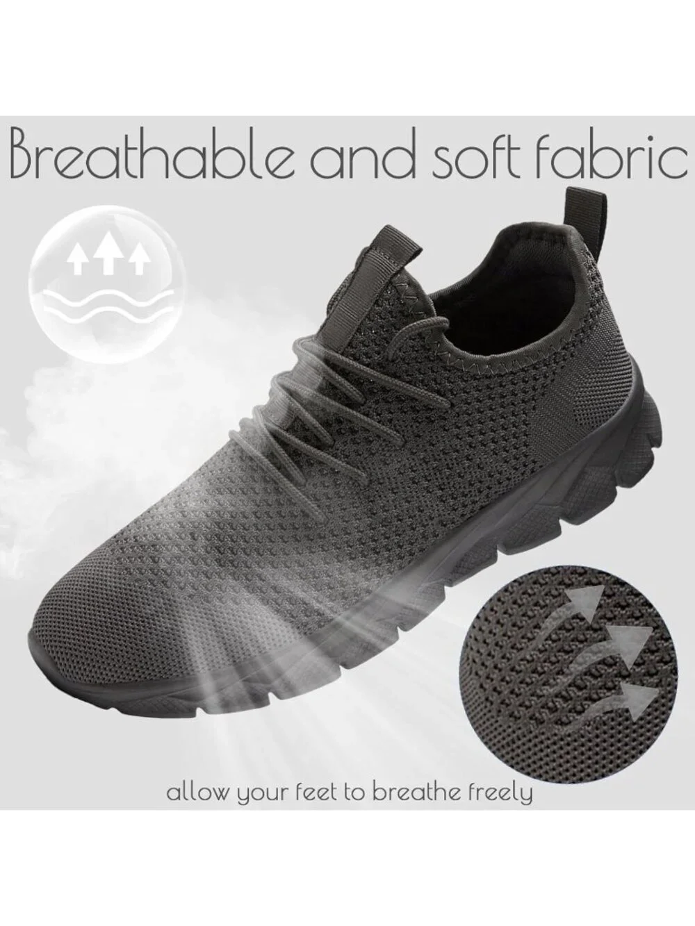 Men's Grey Running Shoes Fashion Sneakers Tennis Walking Casual Athletic Shoes